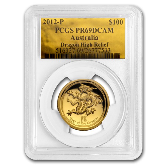 2012 1 oz Gold Dragon PR-69 PCGS (Ultra High Relief) 2012 1 oz Gold Dragon PR-69 PCGS (Ultra High Relief)